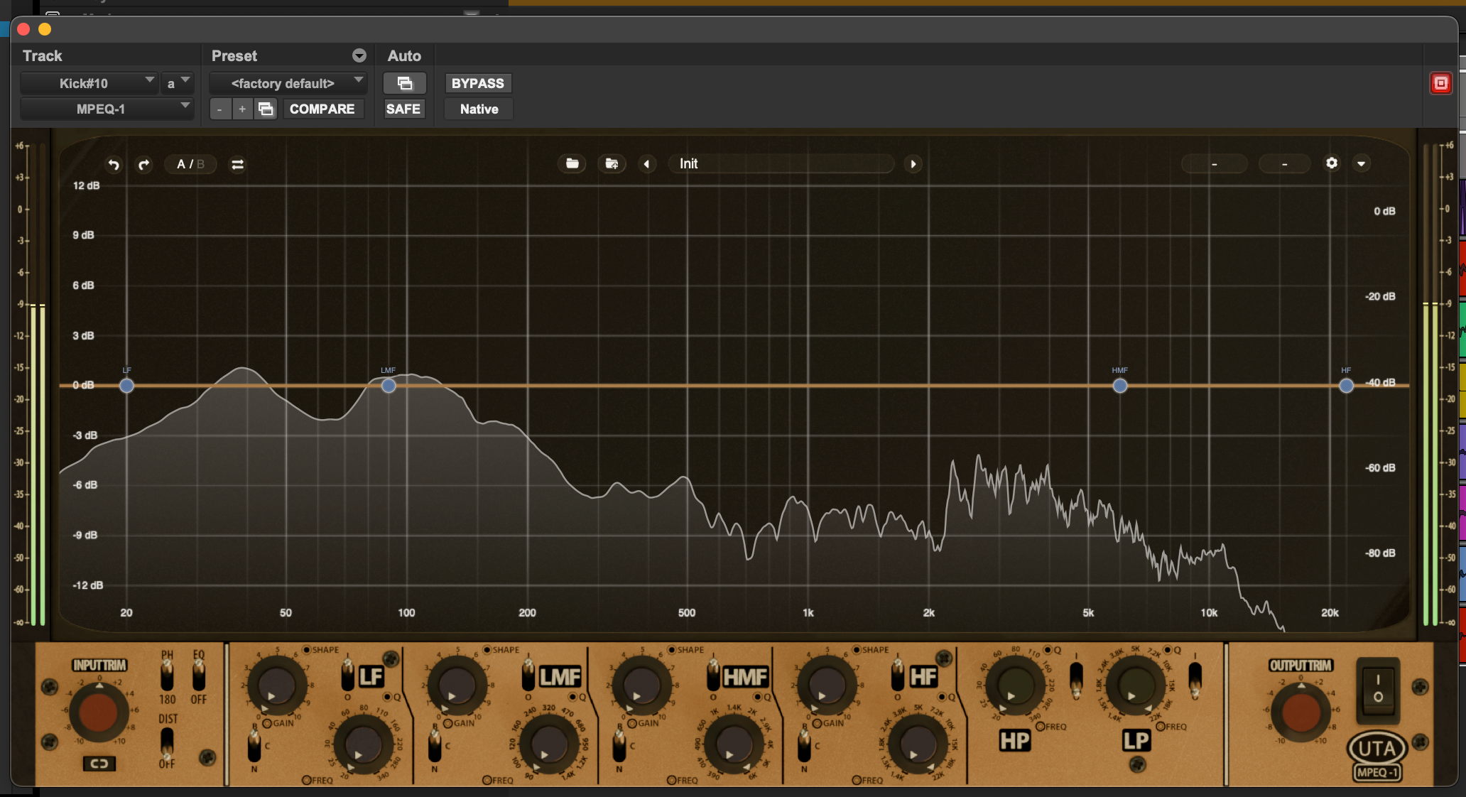 MPEQ-1 analyzer over a kick drum